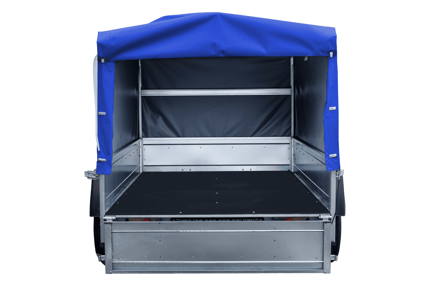 Auto Anhänger 230x125 Garden Trailer 230 KIPP Unitrailer 750 kg mit Stützrad, blauer Hochplane und Hochspriegel