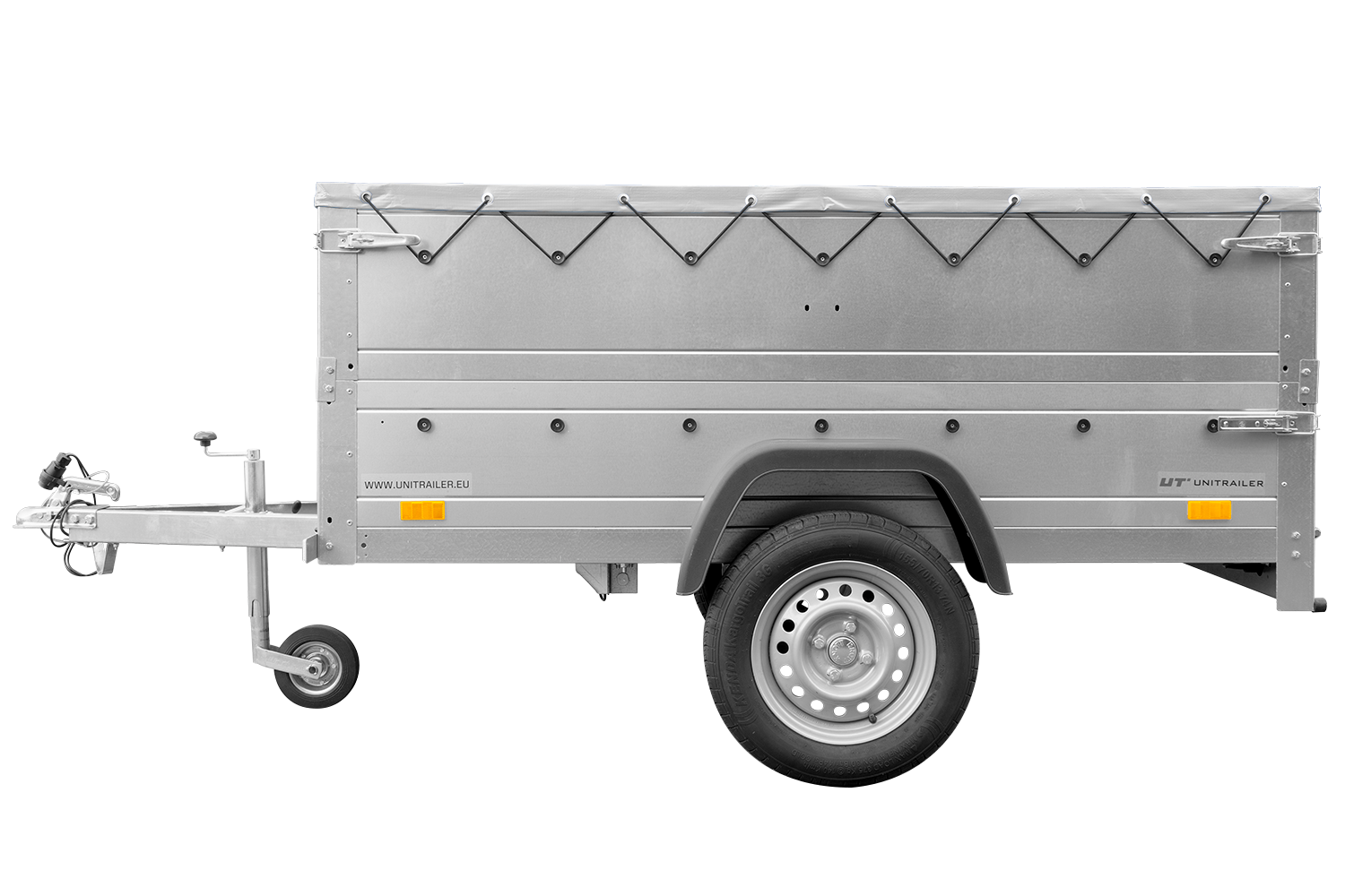 Kippbarer Pkw Anhänger GARDEN TRAILER 200 KIPP mit zusätzlichen Bordwänden, Stützrad und Flachplane