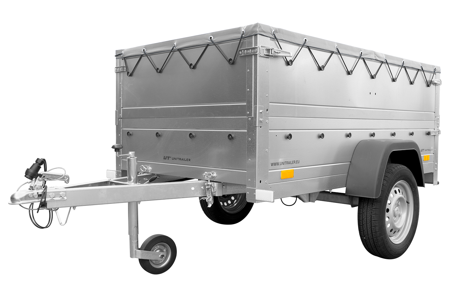 Kippbarer Pkw Anhänger GARDEN TRAILER 200 KIPP mit zusätzlichen Bordwänden, Stützrad und Flachplane