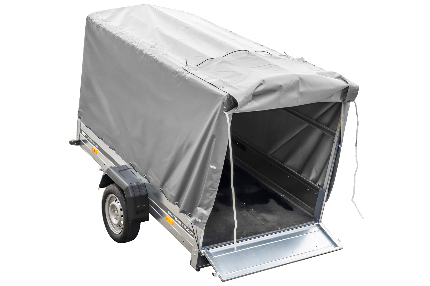 PKW Anhänger 230x125 Garden Trailer 230 KIPP Unitrailer 750 kg mit Stützrad, 110 cm hoher Plane und Hochspriegel