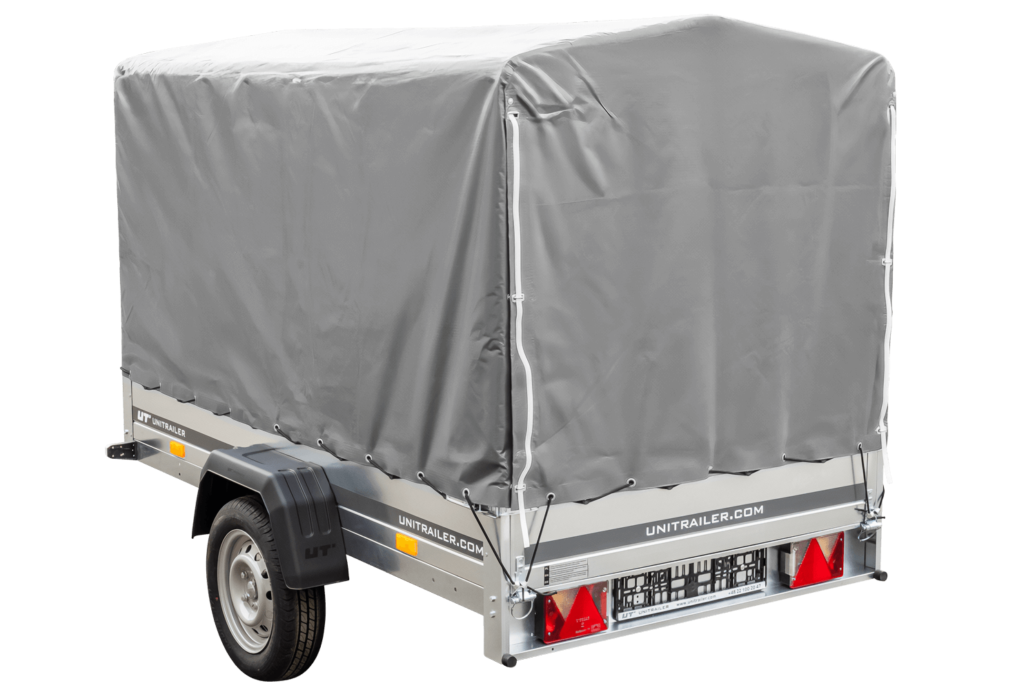 PKW Anhänger 230x125 Garden Trailer 230 KIPP Unitrailer 750 kg mit Stützrad, 110 cm hoher Plane und Hochspriegel