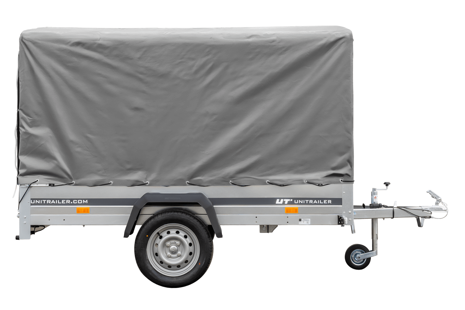 PKW Anhänger 230x125 Garden Trailer 230 KIPP Unitrailer 750 kg mit Stützrad, 110 cm hoher Plane und Hochspriegel