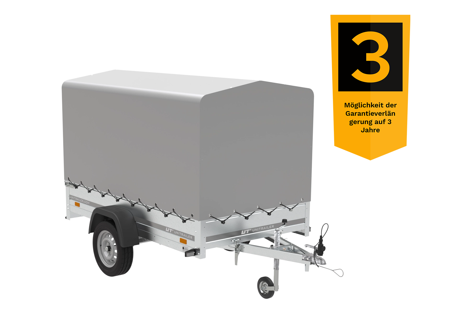 PKW Anhänger 230x125 Garden Trailer 230 KIPP Unitrailer 750 kg mit Stützrad, 110 cm hoher Plane und Hochspriegel