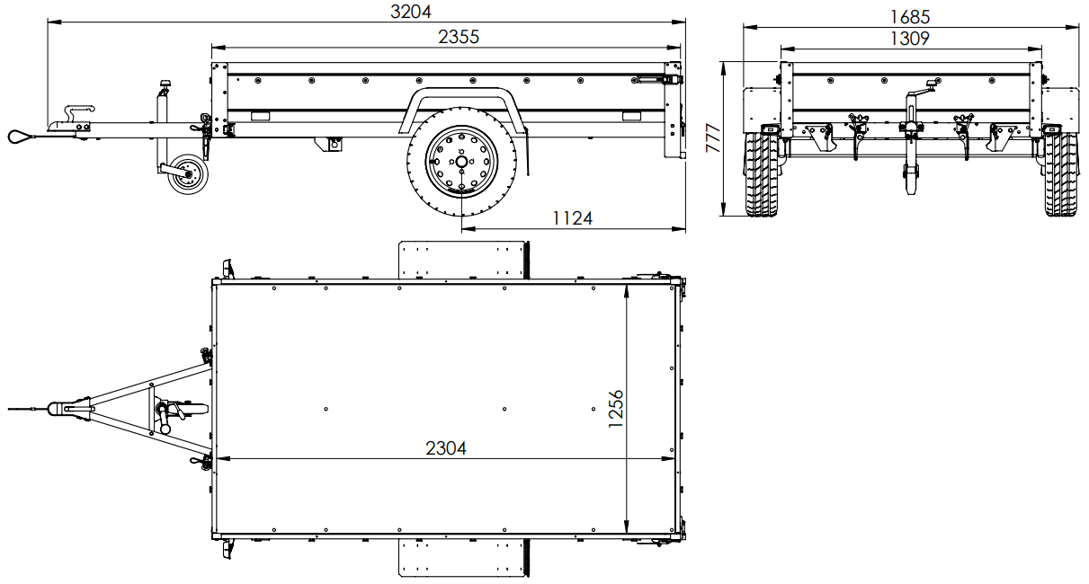 PKW Anhänger 230x125 Garden Trailer 230 KIPP Unitrailer 750 kg mit Stützrad, 110 cm hoher Plane und Hochspriegel